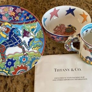 Tiffany & Co “Fantasy” Mug, Bowl & Plate Set - Geno Moore 1997